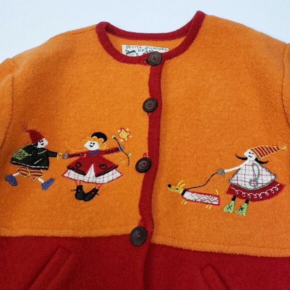 Petits Juniors DPAM Girls Wool Sweater Cardigan Size 6 - Picture 2 of 10